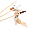 RTS Factory Direct Sale Wooden Mouse With a Sounding Bell the Cat Charmer Wand Interactive Cat Teaser Toys