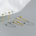 Fashionable European and American Personality Stackable Tassel S925 Silver Inlaid Zircon Chain Trendy Ins Style Earrings