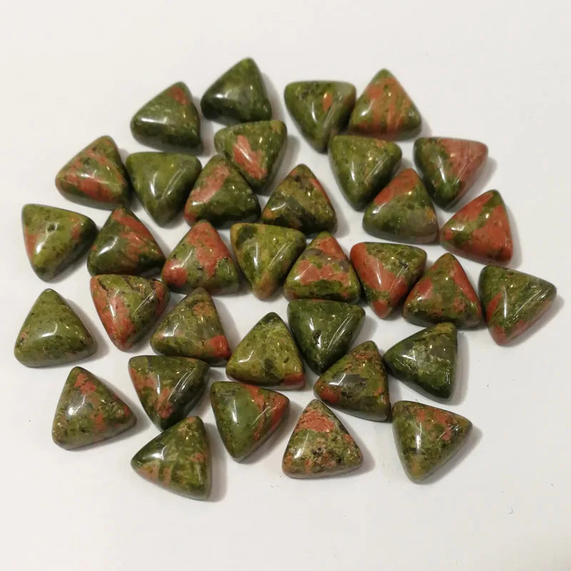 DIY stone smooth crystal 10mm gemstone triangle unakite cabochon for jewelry making Crafts
