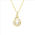 Shiny Zircon Imitation Pearl Copper Alloy Platinum/Gold Plated Pendant Necklace Women Daily Wear Vintage Fashionable Temperament MegaBDM