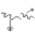 ASTM F136 Titanium High Polished Snake Internal Thread Labret High Grade Body Stud Earrings Women Piercing Jewelry Fashion