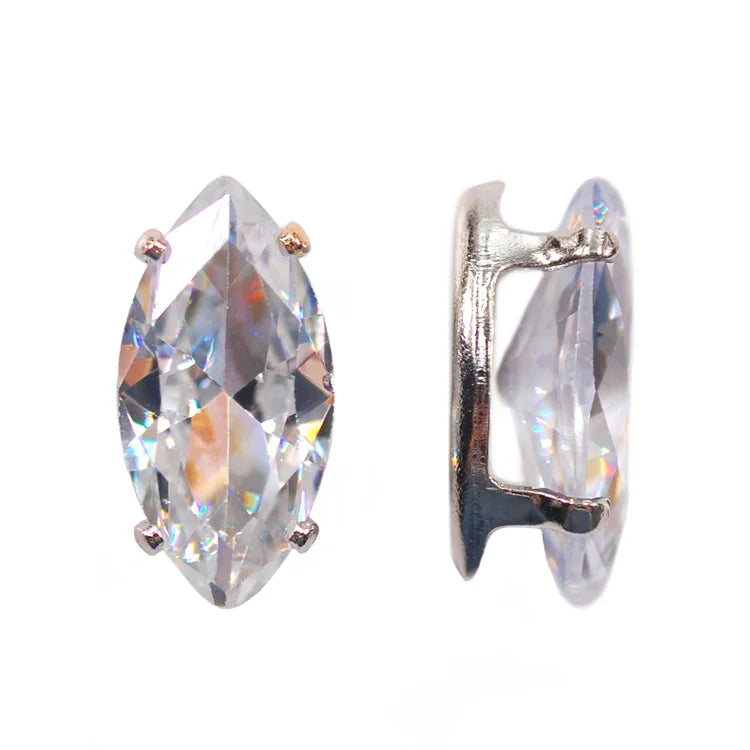 Hisenlee Luxury Silver Zircon Horse Eye Crystal Clear Zirconia Jewellery Sew Decorations Accessories 36pcs/bag Wholesale