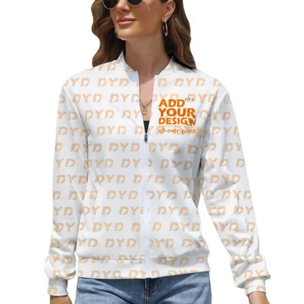 Print on Demand Custom New Style Women's  Zipper Jacket Drop Shipping Long Sleeve Woman Zip up Jacket