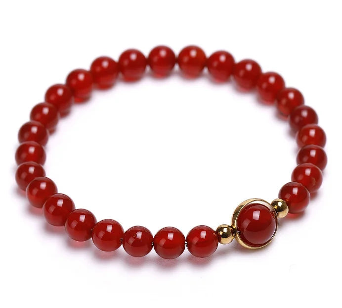 Natural Red Agate Handmade Gemstone Carnelian  8mm Round Beads Stretch Bracelet Beads for Women Girl Jewelry