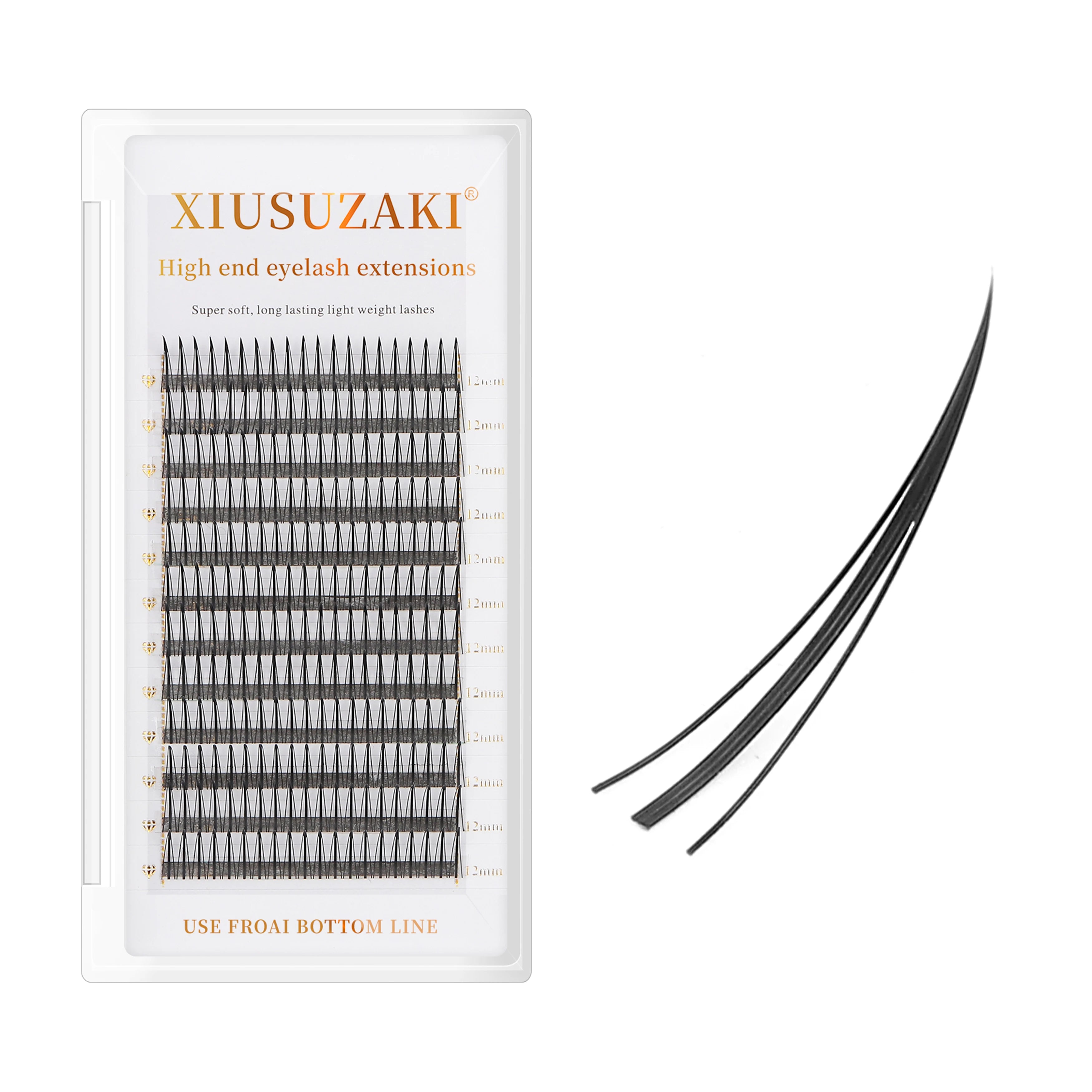 XIUSUZAKI A/M Shape Premade Eyelashes MakeupIndividual Lashes Cluster Spikes Lash Wispy Premade Fluffy False Eyelashes Makeup
