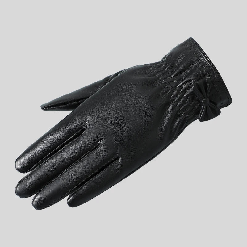 Cheap Bows Design Bike Riding Touchscreen Women Faux Leather PU Gloves