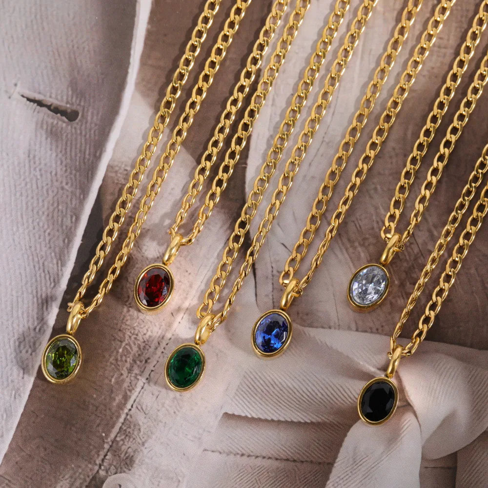 18K Gold Plated Crystal Necklace Pendant Fashion Jewelry Crystal Amethyst Agate Quartz Natural Stone Charms