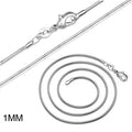Normal Quality Fashion 1 mm Snake Chain With White Silver Plating . 16 Inch -38 Inch