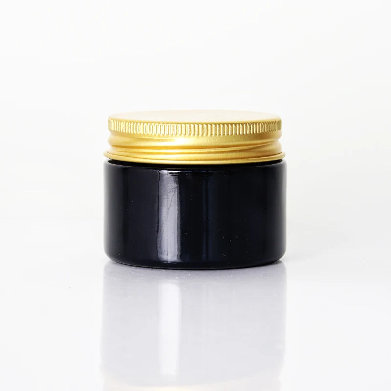 Luxury Gold Lid Glass Jar 5g-200g Black Frosted Glass Cream Jar with Gold Aluminum Lid for Skin Care Cosmetic Use