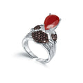 Abiding 925 Sterling Silver Women Party Gemstone Open Rings Jewelry Women Natural Red Agate Fine Rings for Girl