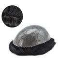 Men's Wig 100% Human Hair Toupee Full Poly Skin Hair System  0.08--0.1 mm PU Injected Hair Replacement for Men