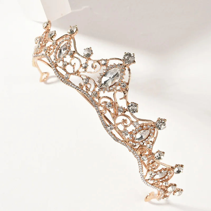 2026 Wholesale Handmade Tiara Bridal Pageant Crown Elegant Princess Wedding Crystal Hair Accessories Bouquets Birthday Headband