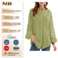 2026 New Arrival Summer Elegant Pure Color Mandarin Collar Button Chiffon Casual Women's Blouses Shirts Hot Selling