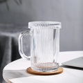 Hot Sale Modern Nordic Classic Simple Striped Transparent Juice Glass Cup Mug with Lid Xinye Brand Model XY-16