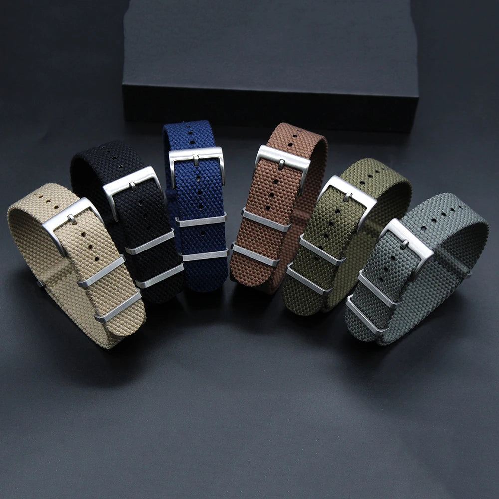 Hot Sale Hemp Cotton 1 Piece Nylon Strap Stainless Steel Loop Fabric Nylon Watchband Bracelet Double Pass for Omeg MoonWatch