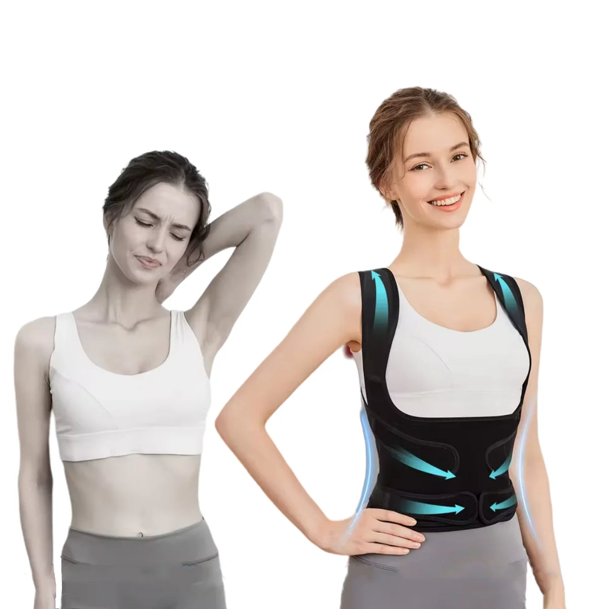 Adjustable Full Back Support Professional Protection Breathable Polyester Elastic Back Brace Shoulder Spine Correction Clavicle