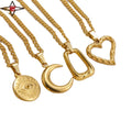 Custom Fashion Premium Crystal Sweet Big Love Heart Moon Charm Pendant Jewelry Big Pendant Necklace for Women