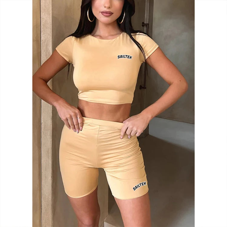 Wholesale Sports Clothing Gym Wear Ladies 2 Piece Shorts and Top Set Workout Sets Fitness Yoga Workout Two Piece Short Set Women