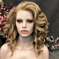 Celebrity 16inch Blond Ombre Colored Lace Front Wig Transparent Small Knots Pre-Plucked Synthetic Hair Wigs