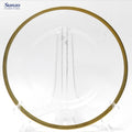 Clear Glass Dinner Plate with Gold Edge Eco-Friendly Handpainted Minimalist Design