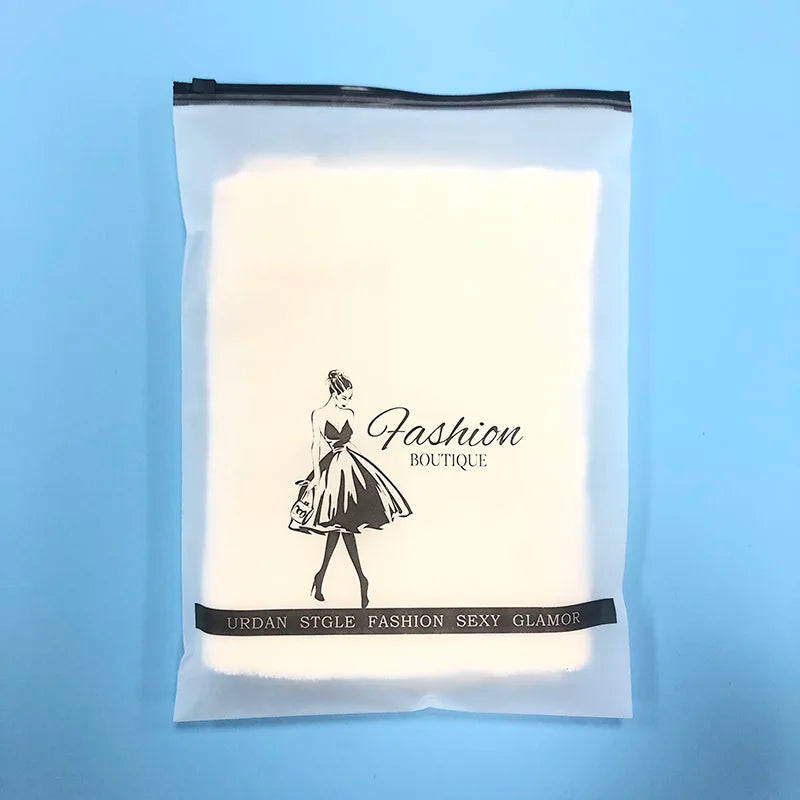 Soy Ink Socks Underwear T Shirt Compostable Biodegradable Logo Custom Frosted Zipper Clothes Bags Packaging for Clothing