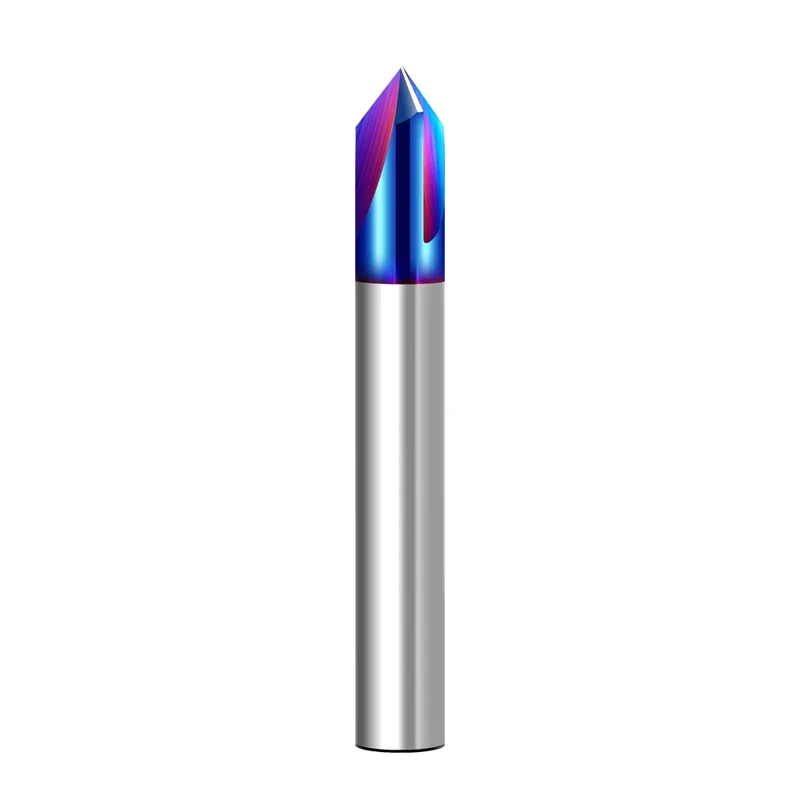 JR109 CNC Cutting Tool HRC65 2 Flutes 3 Flutes 90 Degree Blue Coating Carbide Chamfering Milling Cutter for Stainless Steel