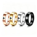 Unisex Laser-engraved Cross Stainless Steel Flat Ring Stylish and Versatile Perfect As a Couple's Ring or a Holiday Gift. MegaBDM