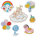 Factory Sale  Iron on  Embroidery  Cute Cartoon Castle Rainbow Balloon for Clothes Hat Decoration