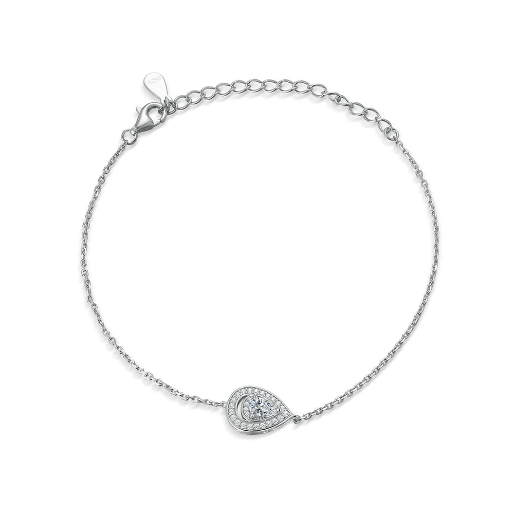 Wholesale Sunstar Luxury 925 Sterling Silver Rhodium Plated Waterdrop Design Cubic Zirconia Crystal Trendy Women Bangle Bracelet
