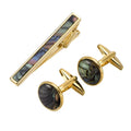 Wholesale Black Mother Pearl Abalone Shell Elegant Cufflinks Tie Clip Set  Custom Men's Suit Shirt Fashion Accessory Tuxedo Gift
