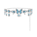 Fashion Metal Belt Silver Color Chain Red Blue Crystal Butterfly Pattern Body Waist Chains for Women