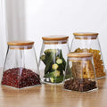 Square Borosilicate Glass Storage Jar with Bamboo Wooden Lid Storage Containers Food Jars Square Hermetic Glass