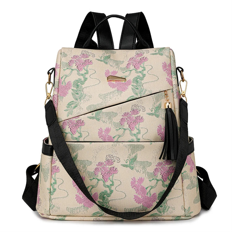 Convertible Shoulder Flower Simple Stylish Luxury Designer Fashion Antitheft Ladies Backpack Bags