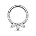 TOPOSH Three CZ Opal Flower Shape Titanium Body Jewelry with Prong Set and Iridescent Sheen for Cartilage and Conch Use