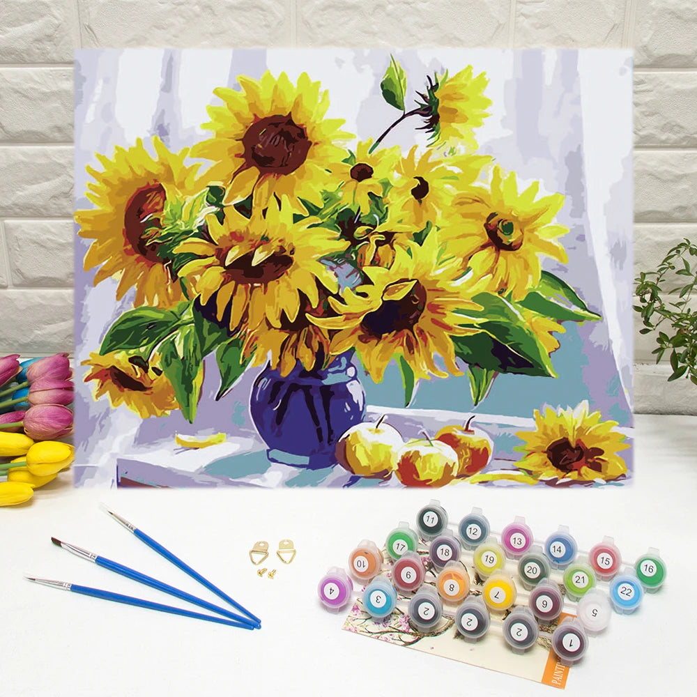 Wholesale Custom Home Decoration Wall Art DIY Acrylic Oil Painting by Number Canvas Painting Set