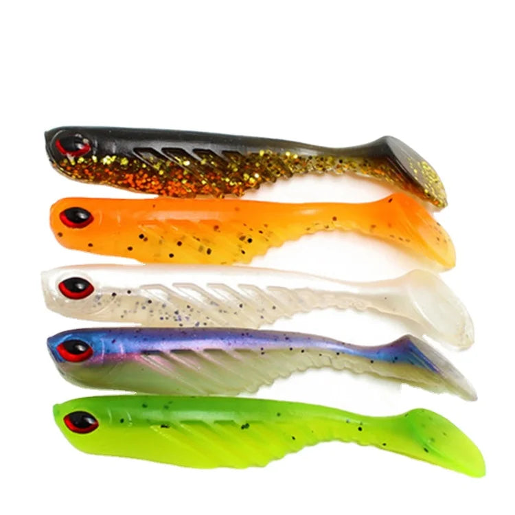 70mm Artificial Pvc Perch Zander Bait Freshwater Sinking T Tail Soft Plastic Lure