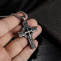 New Design Wiccan Viking Hollowed Cross Celtic Pendant Necklace Stainless Steel Chain Trendy Men's Anniversary Claw Setting