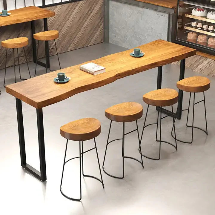 Hot Sale High Top Desk Metal Iron Bar Table and Chair