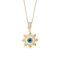 18K Gold Plated Devil's Eye Pendant Zircon Minor Copper Classic Geometric Style Charm Clavicle Chain Unisex Anniversary