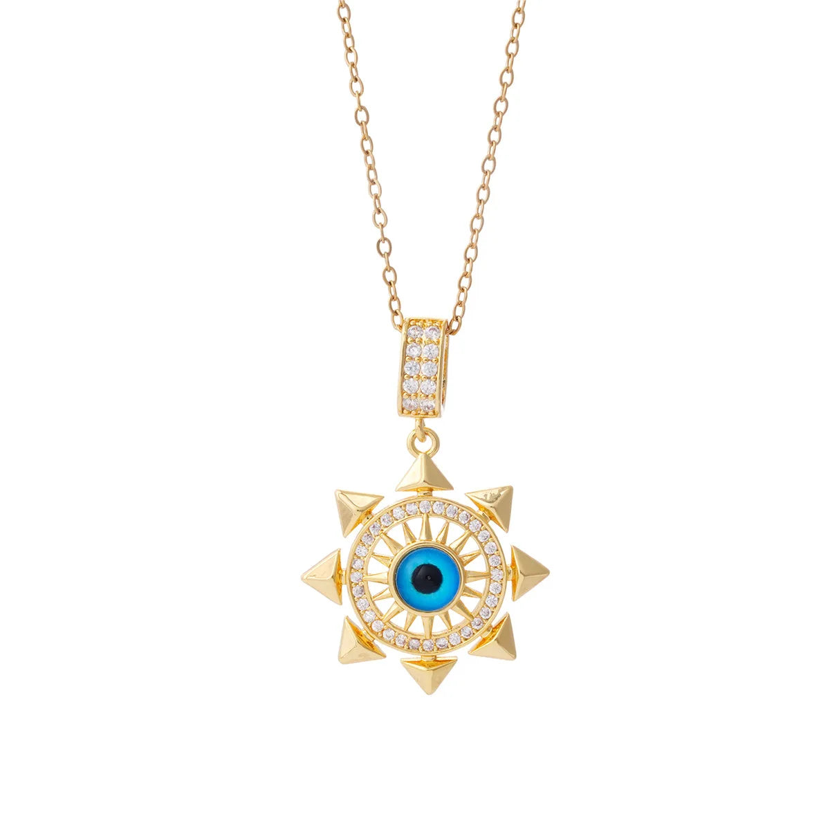 18K Gold Plated Devil's Eye Pendant Zircon Minor Copper Classic Geometric Style Charm Clavicle Chain Unisex Anniversary