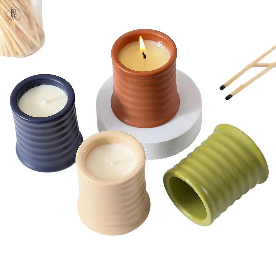TC08 300ml Matte Ceramic Scented Candle Jars Candle Vessels Colored Ceramic Candle Holder