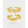 Fashion 100% 925 Sterling Silver Ring 18k Gold Hollow Ring Fine Jewelry for Female Gold Silver Rings