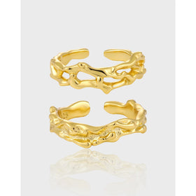 Fashion 100% 925 Sterling Silver Ring 18k Gold Hollow Ring Fine Jewelry for Female Gold Silver Rings