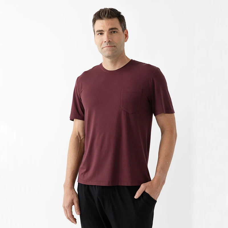 Custom Men's O-Neck T-Shirt Premium Modern Fitted Bamboo Classic Design Knitted Undershirt