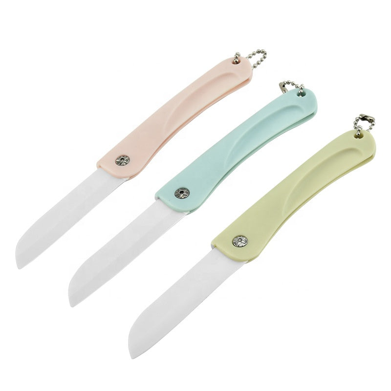 Factory Directly Supply Durable Ceramic Folding Vegetable Paring Fruit Knife PP Plastic Handle 3.5 Inch Eco-Friendly Kitchen