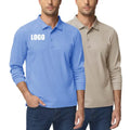 Wholesale Custom Men's Polyester for Polo Shirts Long Sleeve Golf Sport Shirt with Custom Logo Breathable Knitted Fabric