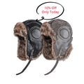 Sample Support Men's Women's Winter PU Leather Ski Caps Snowy Holiday Trucker Trapper Earflap Hats Windproof Earwarmer Fur Adult