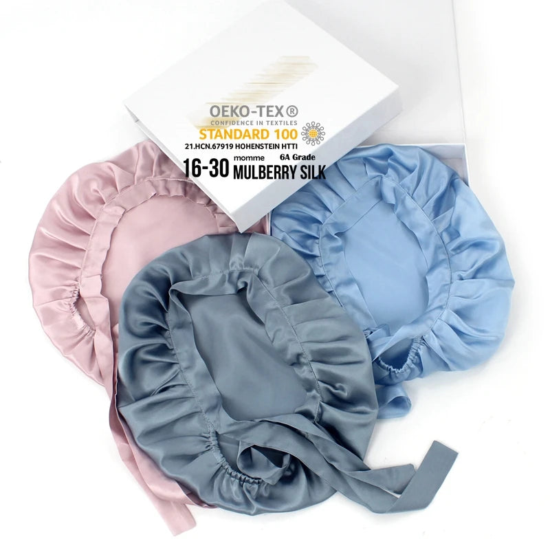 Hot Selling Good Quality Sleep Silk Bonnet Super Soft 16 19 22 Momme 100% Mulberry Silk Hair Bonnet