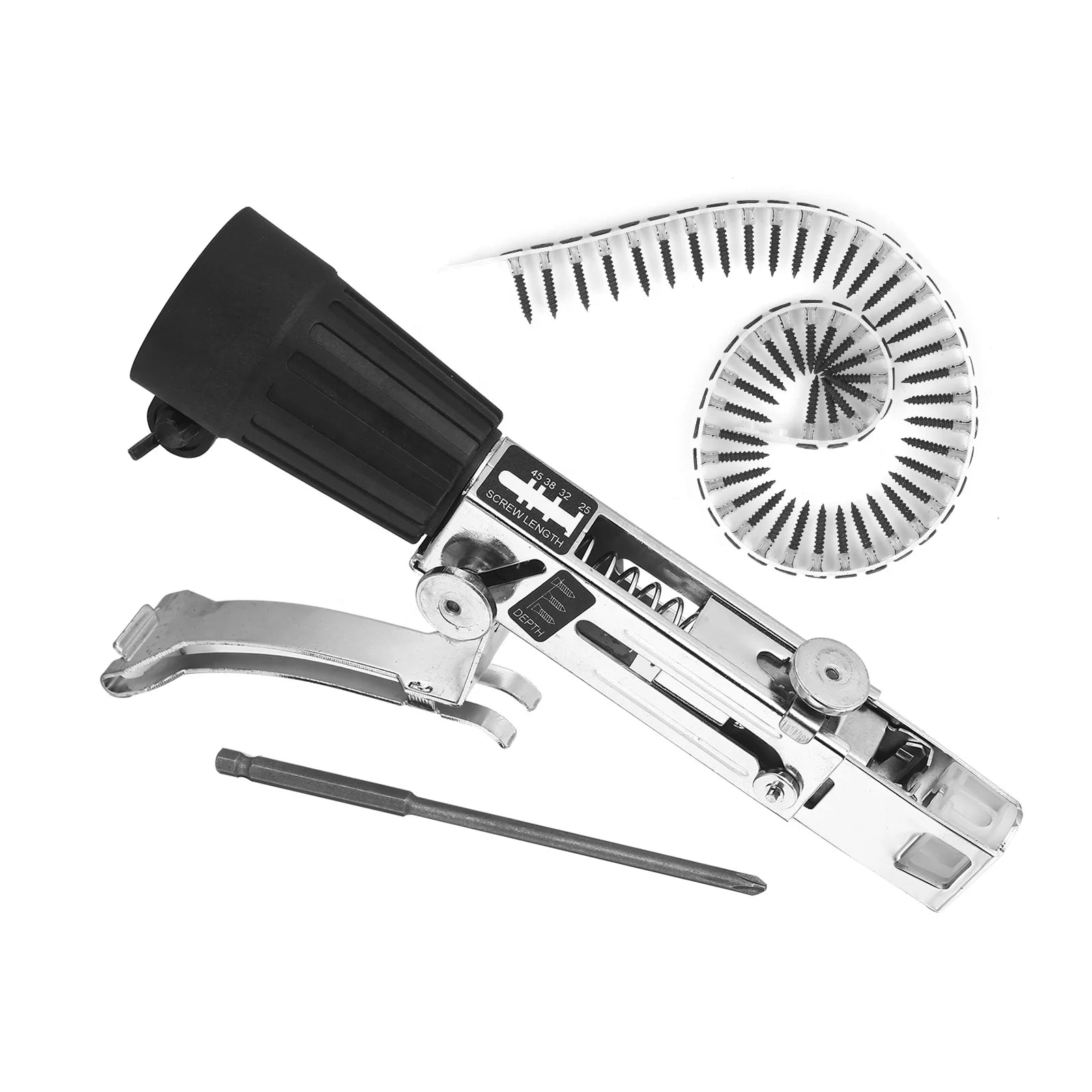 Automatic Chain Nail Gun Adapter Power Drill Attachment for Screws Woodworking Tool Auto Feed Screwdriver Tape Chain Adapter