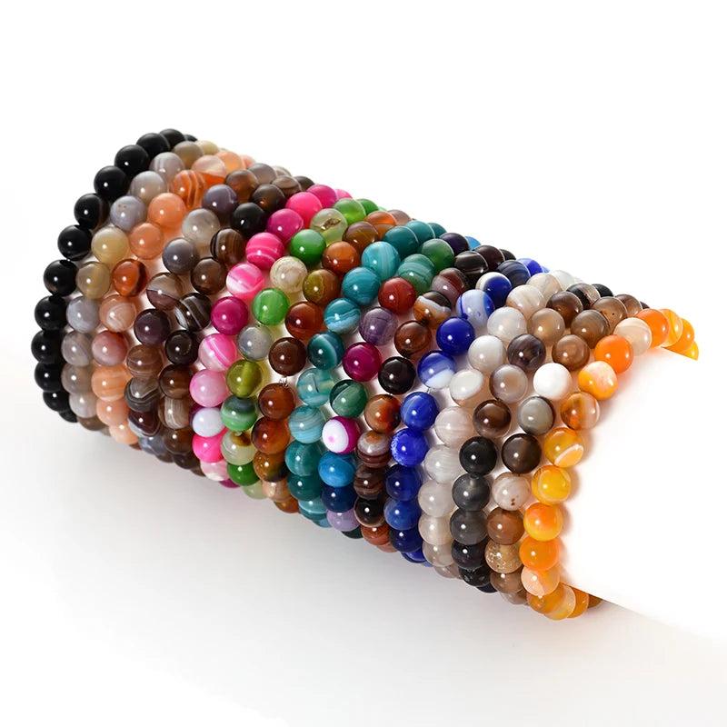 Natural Botswana Agate Gemstone Fashion Bangles for Women Healing Stone Beads Bracelets Pulsera Juegete De Moda
